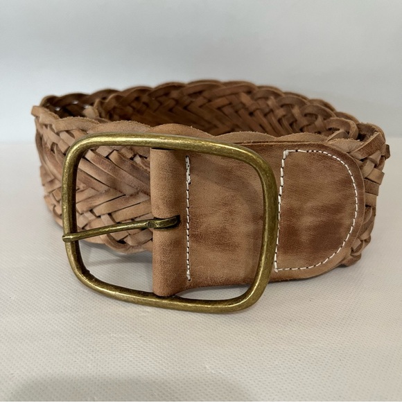 Nine West Accessories - Vintage Nine West Tan Woven Leather Wide Belt